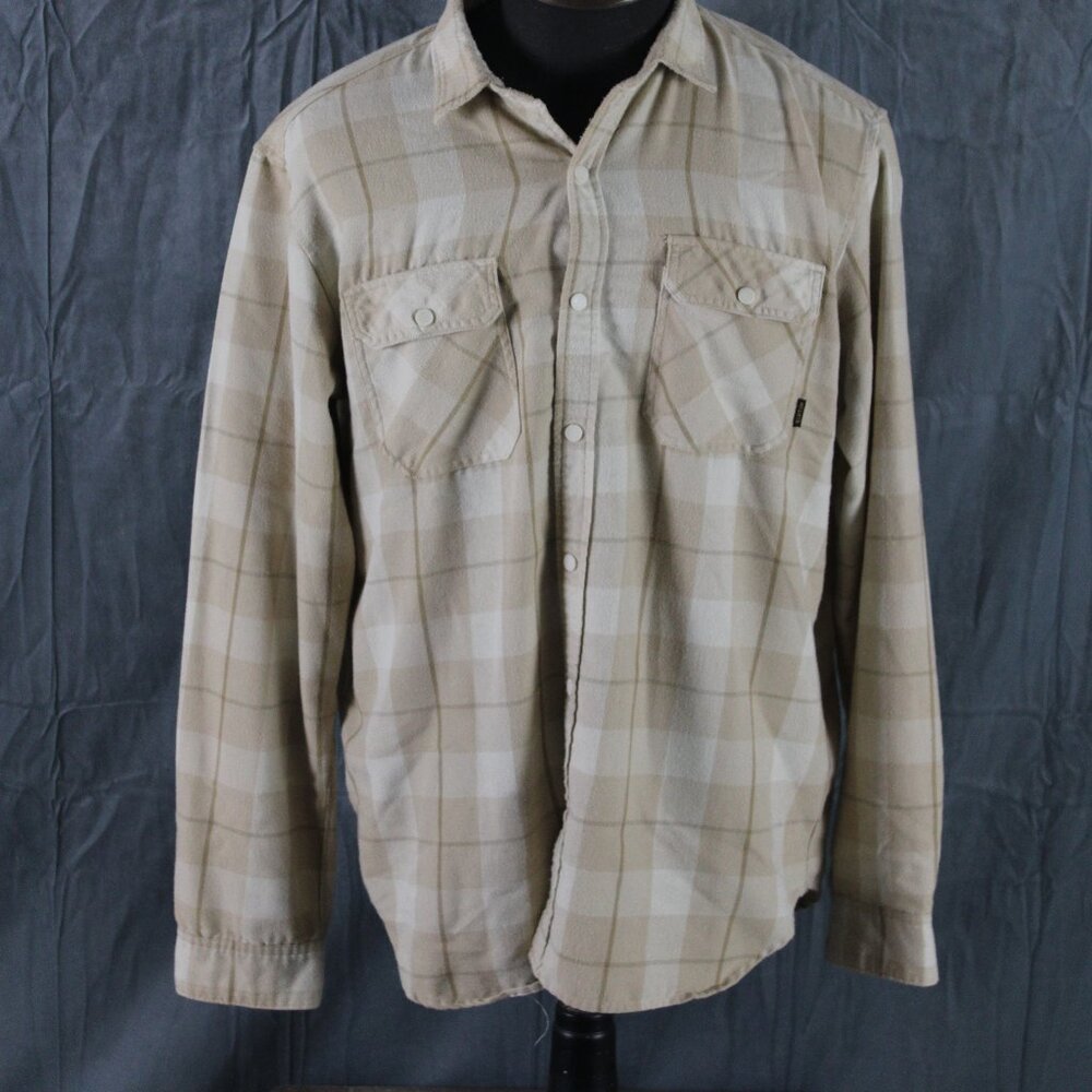 Snowboard Shirt Button Down - White and Cream Plaid Burton - Men's Large